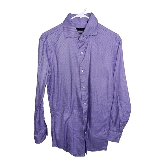𝅺marc ANTHONY PURPLE WHITE CHECKED SLIM FIT L/S DRESS SHIRT SIZE 15.5/32-33 - Picture 1 of 3